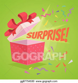Clip Art Vector - Open surprise text gift box. Stock EPS ...