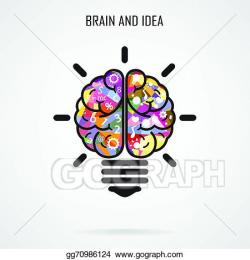 Vector Stock - Creative brain idea and light bulb concept, education ...