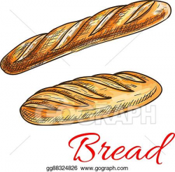 EPS Vector - Bread sketch with french baguette and long loaf ...