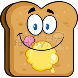 illustration happy toast bread slice cartoon character licking his lips  with butter vector illustration isolated on white background clipart. ...