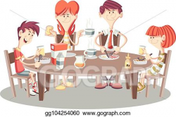 EPS Vector - Cartoon family having breakfast. Stock Clipart ...