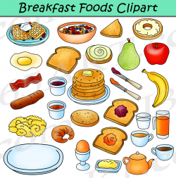 Breakfast Foods Clipart Bundle - Breakfast Clipart Graphics