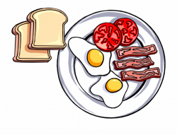 Vector Illustration Of Hearty Breakfast Of Toast, Fried - Plate Of ...