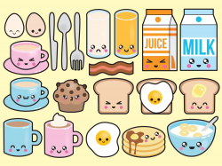 Premium Vector Clipart - Kawaii Breakfast Clipart - Kawaii Food Clip ...