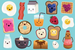 Cute Breakfast Food Vector & PNG Set