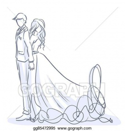 Vector Clipart - Elegant bride and handsome groom. vector cartoon ...