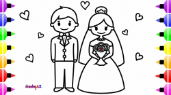 Wedding Bride and Groom Coloring Page for Kids | Children\'s Coloring Book
