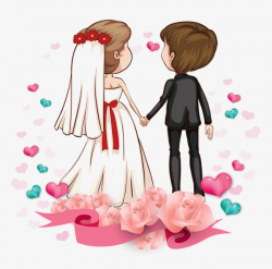 Cartoon Couple, Bride And Groom, Heart Shaped PNG Transparent ...