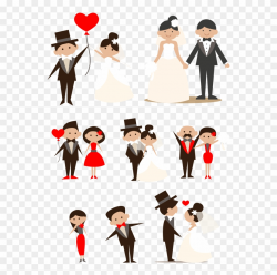 Cartoon Couple Hand Drawn Bride And Groom - Png Wedding Cartoon ...