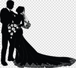 Silhouette of bride and groom, Wedding invitation Bridegroom ...