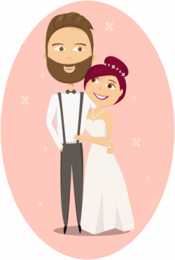 Vector wedding invitation card with cartoon bride and groom clipart ...