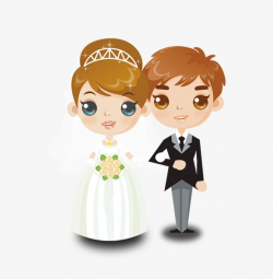 Romantic Wedding Card, Cartoon, Bride And Groom, Wedding PNG ...