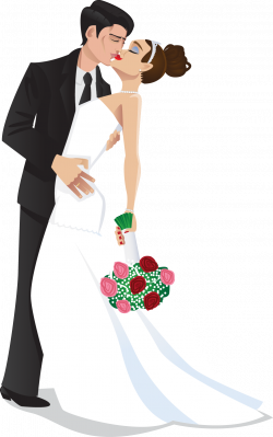 Bride and groom kiss wedding bride groom clipart the cliparts ...