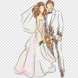 Man and woman couple drawing, Wedding invitation ...