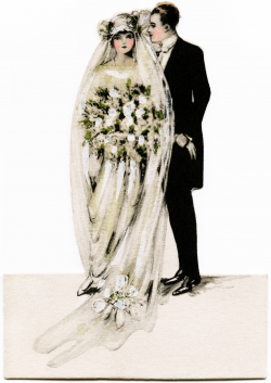 Victorian bride and groom, vintage wedding clipart, antique ...