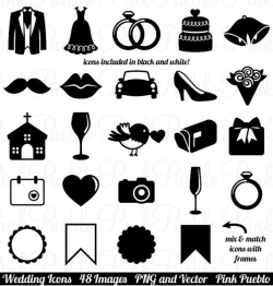 Wedding Icons Clipart Clip Art, Vintage Wedding Invitation ...
