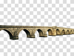 Cutout Old Bridge, gray concrete surface with green algaes ...