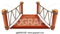 Vector Art - Wooden bridge with rope attached. EPS clipart ...