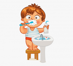 Clip Art Kid Brush Teeth Clock Time - Brush Your Teeth ...