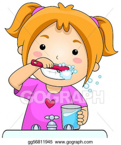 Stock Illustration - Kid brushing teeth. Clipart ...