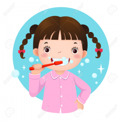 Picture Of A Girl Brushing Her Teeth Clipart