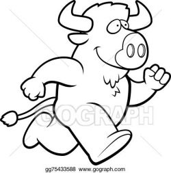 EPS Vector - Buffalo running. Stock Clipart Illustration ...