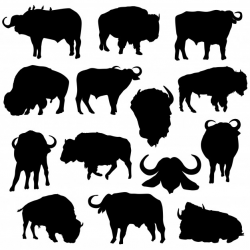Bison buffalo animals silhouette clip art Vector | Premium ...