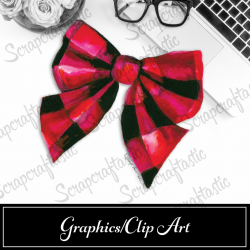 Watercolor Buffalo Plaid Bow Graphic - Original Artwork