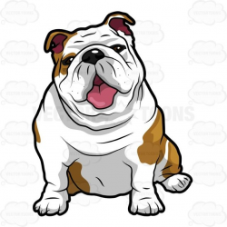 Wrinkly English Bulldog Sitting With Its Mouth Open Cartoon Clipart ...