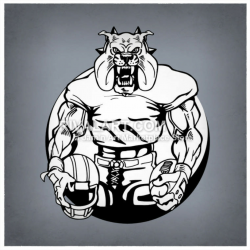 Muscular Football Bulldog Holding A Helmet