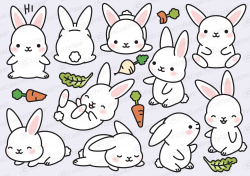 Premium Vector Clipart - Kawaii Bunny - Cute Bunny Clipart Set ...