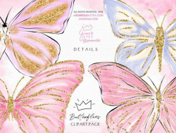 Butterfly Clipart — Fairy Clipart — Digital Glitter Butterfly ...