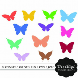 Butterfly Clipart, Printable Butterfly Clipart, Rainbow Butterfly ...