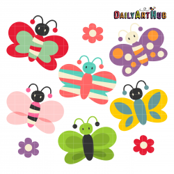 Cute Butterflies Clip Art Set