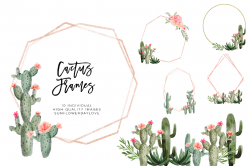 Succulent cactus frames, succulent borders, cactus clipart
