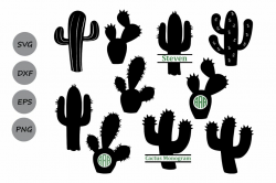 Cactus svg, cactus clipart, Cactus Monogram Svg, cactus silhouette, Cactus  SVG Cut Files, cricut files, cactus cutfiles, dxf, svg, eps, png.