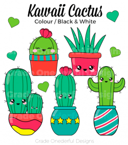 Kawaii Cactus Clipart: Plus FREE Cactus Paper | Grade ONEderful Designs