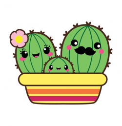 Kawaii cactus clipart, succulent clipart, kawaii cacti, Valentine ...