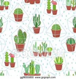 Vector Art - Succulents seamless background. cactuses and succulents ...