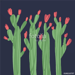 Hand drawn cacti art. Unique stylish modern painting. Vector ...