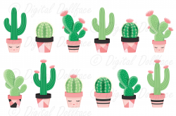 Potted Cactus / Succulent Clip Art Images