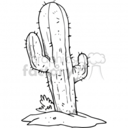 black and white cartoon cactus clipart. Royalty-free clipart # 372158