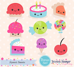 INSTANT DOWNLOAD - Kawaii Cake Clipart and Vectors for personal and ...