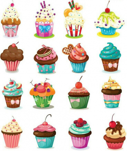 Yummy Delicious Cupcake Cake Muffins Digital Clip Art Embellishments ...