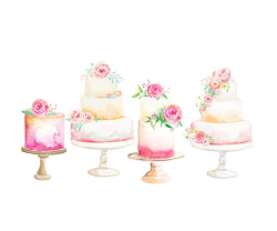 watercolor cake illustration, design logo, watercolour cake | cake ...