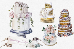 Watercolor Wedding Cakes Clipart Set ~ Illustrations ~ Creative Market