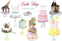 Watercolor Clip Art - Cakes by Maria B. Paints on Creative Market ...