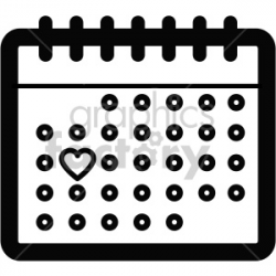 black and white calendar icon for valentines day . Royalty-free icon #  407432