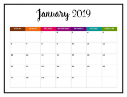 January 2019 Calendar Cute Designs - Free Printable Calendar, Blank ...