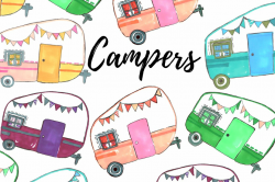 Watercolor Camper Clipart